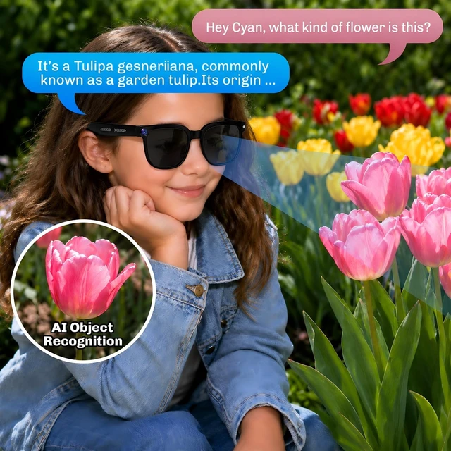 Alt view image 5 of 6 - AI Smart Glasses with Camera, 4K Video, Real-Time Translation, AI Assistant Object Recognition, Open-Ear Speakers, Bluetooth Calling