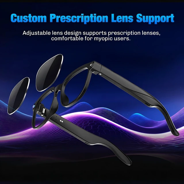 Alt view image 6 of 6 - AI Smart Glasses with Camera, 4K Video, Real-Time Translation, AI Assistant Object Recognition, Open-Ear Speakers, Bluetooth Calling