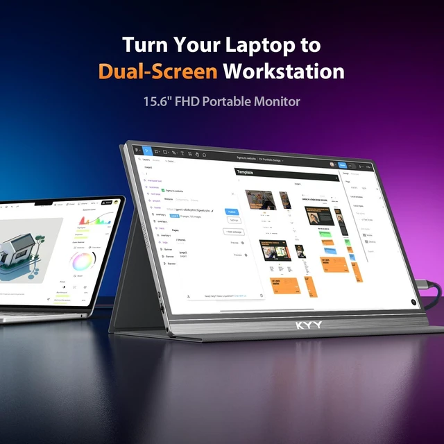 Alt view image 2 of 7 - Portable Monitor 15.6" 1080P Computer Monitor Screen Extender w/Cover Portable Monitor for Laptop 1080P FHD IPS with USB-C and HDMI, Laptop Screen Extender for Travel HDR Gaming Monitor w/Speaker