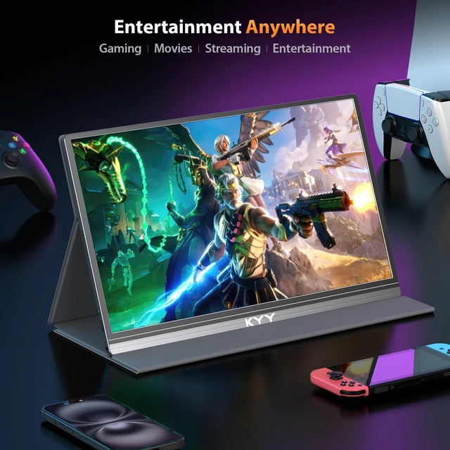 Alt view image 4 of 7 - Portable Monitor 15.6" 1080P Computer Monitor Screen Extender w/Cover Portable Monitor for Laptop 1080P FHD IPS with USB-C and HDMI, Laptop Screen Extender for Travel HDR Gaming Monitor w/Speaker