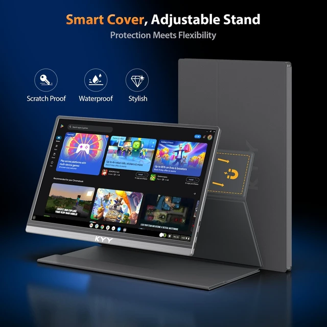 Alt view image 5 of 7 - Portable Monitor 15.6" 1080P Computer Monitor Screen Extender w/Cover Portable Monitor for Laptop 1080P FHD IPS with USB-C and HDMI, Laptop Screen Extender for Travel HDR Gaming Monitor w/Speaker