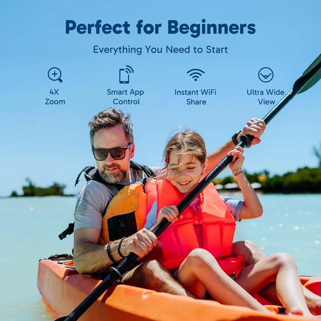 Alt view image 6 of 7 - EK7000 4K30FPS 20MP WiFi Action Camera with 64GB MicroSD Memory Card Bundle EIS Ultra HD 131FT Waterproof Underwater Camera Remote Control 4X Zoom Support External Microphone Black