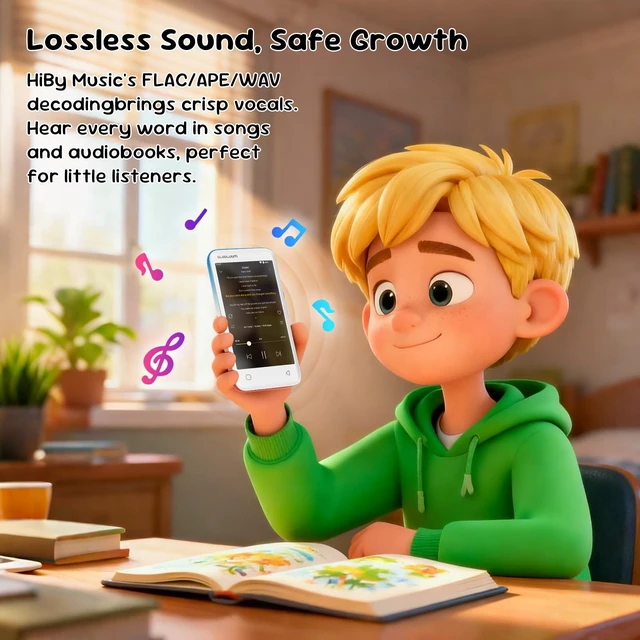 Alt view image 3 of 7 - MP3 Player for Kids, Parental Controls, Spotify Compatible, Audible, 16GB Kids Music Streaming, No Browser, Parent Approved Apps, 4" Touchscreen, WiFi and Bluetooth 5.0, Lightweight, Ocean Sunset