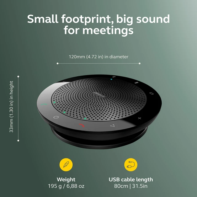 Alt view image 5 of 7 - Speak 510 (2025 Edition) Portable USB Bluetooth Speaker, Black Portable Speakerphone, USB or Bluetooth, Crystal-Clear Sound, Works with Microsoft Teams, Google Meet, Zoom