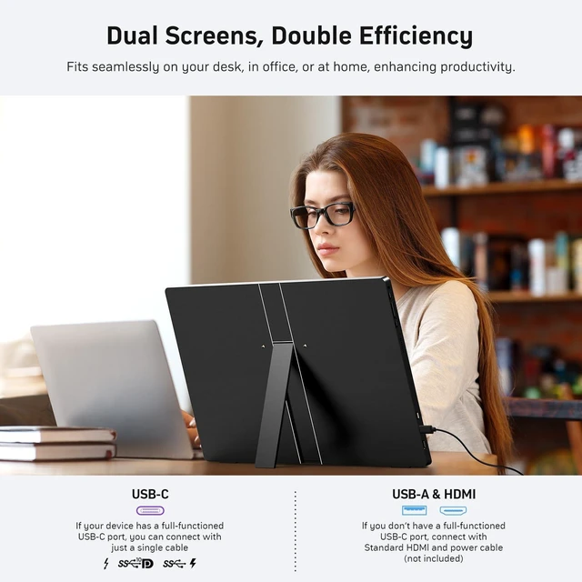 Alt view image 4 of 7 - 18.5" 100Hz FHD IPS USB-C HDMI Portable Monitor 18.5" FHD IPS 100Hz, built-in stand & dual speakers, USB-C/HDMI, for PC/Phone/PS5/Xbox/Switch, travel gaming