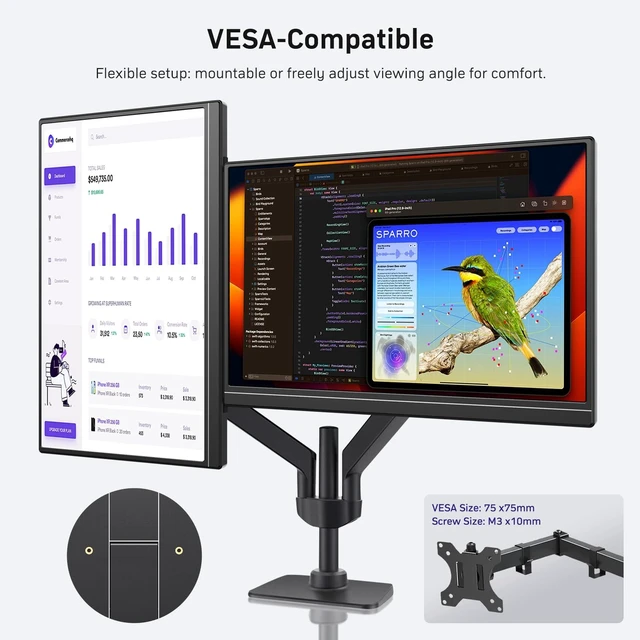 Alt view image 5 of 7 - 18.5" 100Hz FHD IPS USB-C HDMI Portable Monitor 18.5" FHD IPS 100Hz, built-in stand & dual speakers, USB-C/HDMI, for PC/Phone/PS5/Xbox/Switch, travel gaming
