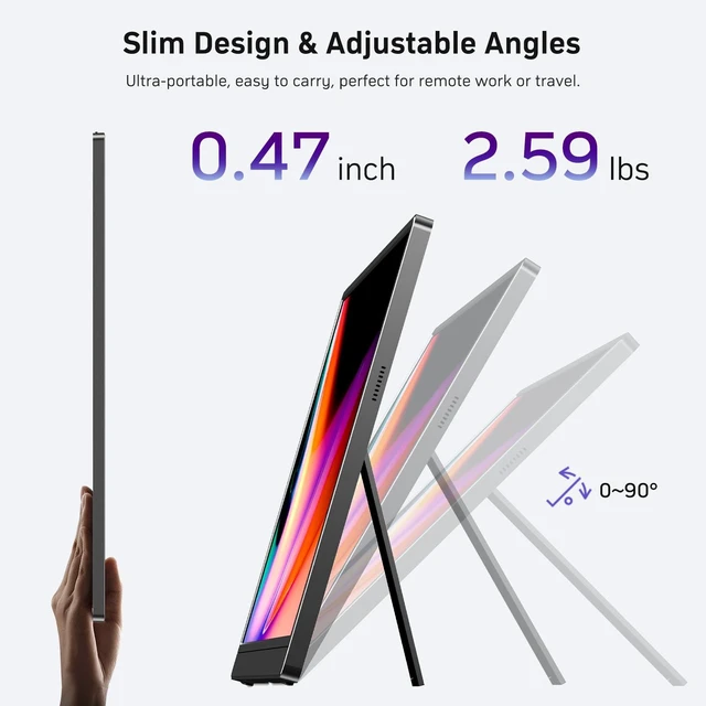 Alt view image 6 of 7 - 18.5" 100Hz FHD IPS USB-C HDMI Portable Monitor 18.5" FHD IPS 100Hz, built-in stand & dual speakers, USB-C/HDMI, for PC/Phone/PS5/Xbox/Switch, travel gaming
