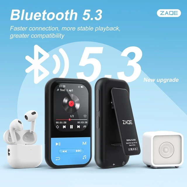 Alt view image 5 of 7 - 128GB MP3 Player, Bluetooth 5.3 Music Player with Clip, HiFi Sound Digital Music, Built-in HD Speaker, FM Radio, Voice Recorder, Earphones Included, MP3 Player for Kids