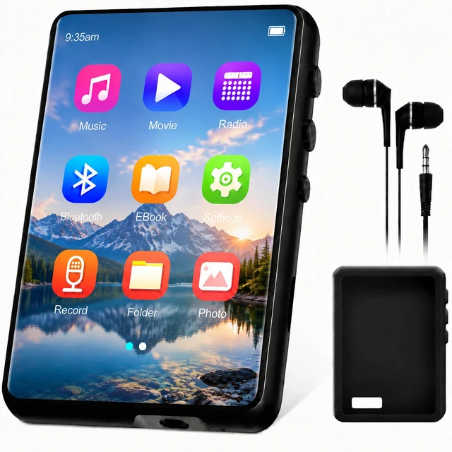 Main image of 128GB MP3 Player with Bluetooth 5.4, HiFi Digital Music Player with 2.4" Screen, Built-in HD Speaker, FM Radio, Voice Recorder, E-Book, Portable Lossless Audio Player with Wired Earphones Included