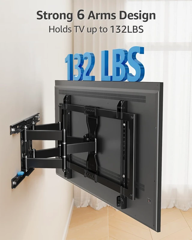 Alt view image 3 of 7 - Ultra Slim TV Wall Mount for Most 37-90 inch TVs, 1.1" Thin Low Profile Full Motion TV Mount Bracket, Dual Swivel Articulating Arms with Tilt, Fits 16" Studs, Max VESA 600x400mm Holds 132lbs