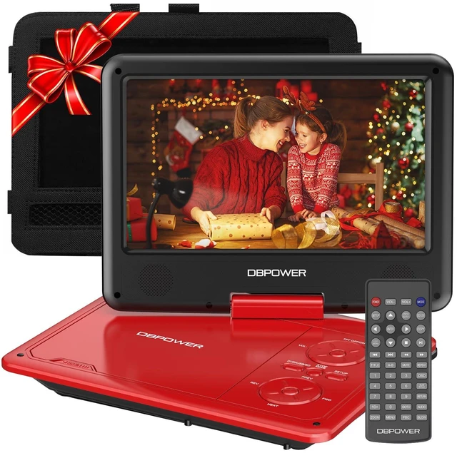 Main image of 11.5" Portable DVD Player, 5-Hour Built-in Rechargeable Battery, 9" Swivel Screen, Support CD/DVD/SD Card/USB, Remote Control, 1.8 Meter Car Charger, Power Adaptor and Car Headrest (Red)