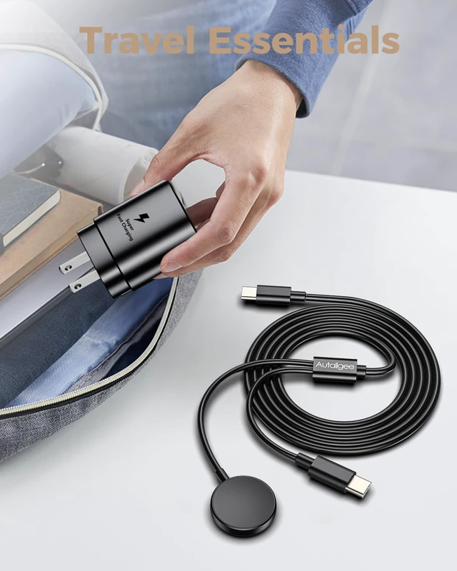 Alt view image 6 of 7 - 2 in 1 for Samsung Watch and Phone Charger and 25W USB C Fast Charger Compatible with Galaxy Watch 8/8 Classic/Ultra/7/6/6 Classic/5 Pro/5/4/4 classic/3/Active2/FE & Galaxy S26 & iPhone