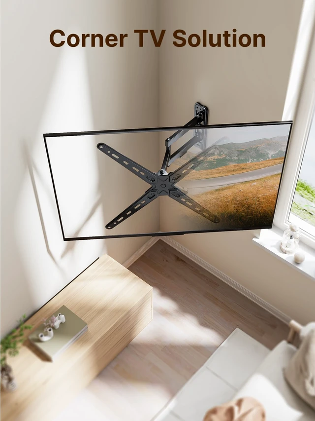 Alt view image 7 of 7 - Full Motion TV Wall Mount for 13-55 Inch TVs up to 55 lb ±90° Swivel, Landscape/Portrait Rotation and 14.4 in Extension; 4X Load Tested, VESA 75x75 to 400x400 mm, Single-Stud Mount