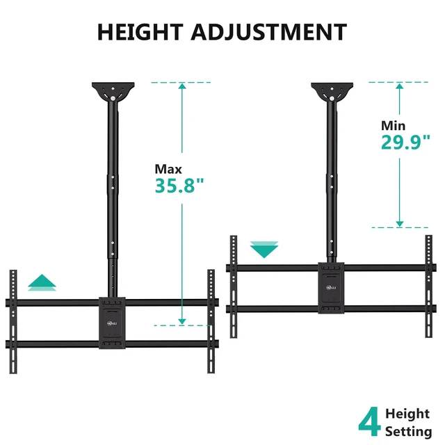 Alt view image 3 of 7 - Heavy Duty Ceiling TV Mount for 37-90 inch Large TVs, up to 220 lbs Hanging Pole Ceiling Mount TV Bracket Up Down, Full Motion with Height Adjustment, Tilt, Swivel, Max VESA 800x400mm (CM3790)