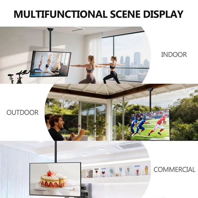 Alt view image 7 of 7 - Heavy Duty Ceiling TV Mount for 37-90 inch Large TVs, up to 220 lbs Hanging Pole Ceiling Mount TV Bracket Up Down, Full Motion with Height Adjustment, Tilt, Swivel, Max VESA 800x400mm (CM3790)