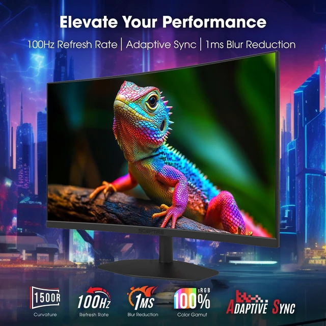 Alt view image 5 of 6 - New! Curved 24-inch Gaming Monitor 1ms 100Hz 1500R DisplayPort HDMI X2 Eye Care 100% sRGB Build-in Speakers, Machine Black 2026 (C248W-FW100T Series)
