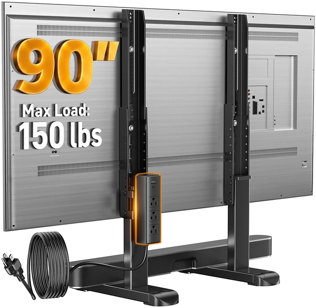 Main image of Universal TV Stand Legs with Power Outlet for 3890 Inch TVs Holds 150 lbs, 40% Larger Steel Feet for Stability, 8 Height Settings, Cable Management, Non-Slip Pads, Max VESA 800x500mm