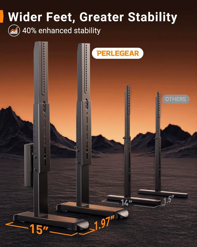 Alt view image 5 of 7 - Universal TV Stand Legs with Power Outlet for 3890 Inch TVs Holds 150 lbs, 40% Larger Steel Feet for Stability, 8 Height Settings, Cable Management, Non-Slip Pads, Max VESA 800x500mm