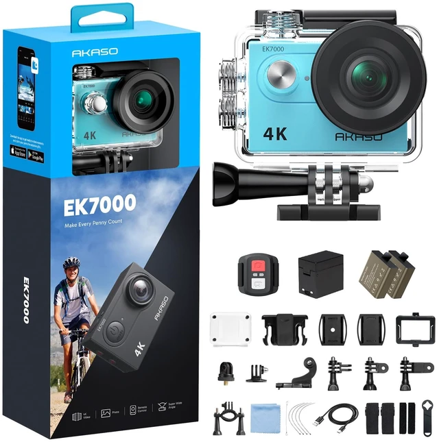 Main image of EK7000 4K30FPS 20MP WiFi Action Camera with EIS Ultra HD 131FT Waterproof Underwater Camera Remote Control 4X Zoom Support External Microphone Blue