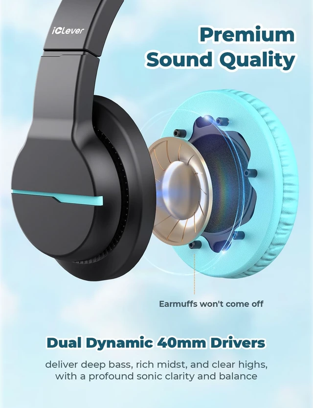 Alt view image 4 of 7 - HS19 Kids Headphones for School, Over-Ear for Toddler Boys Girls SafeSound Tech, HD Mic Stereo Sound, Kids Headphones with Cord, FunShare Foldable 3.5mm Wired for iPad Computer Travel