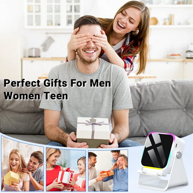 Alt view image 2 of 7 - Induction Speaker with Phone Stand 5 in 1 Wireless Bluetooth Audio White Phone Speaker Amplifier for iPhone & Android with RGB Light and USB Wired Charging, Birthday Gift for Men Women Teens