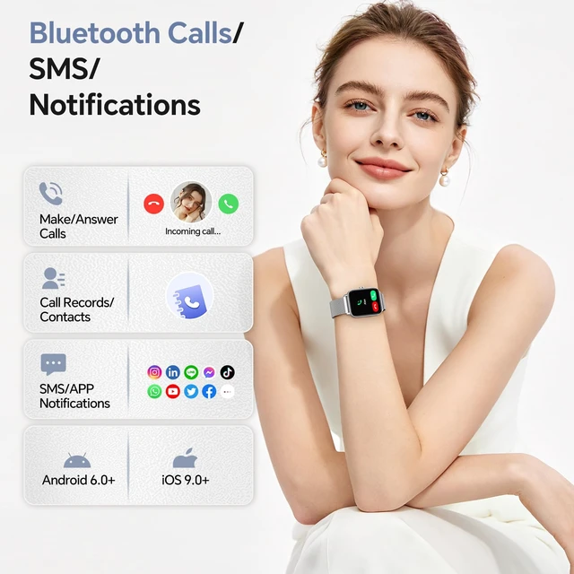 Alt view image 2 of 7 - Smart Watches for Women Men (2 Bands), 1.85" HD Alexa Smart Watch for Android Phones & iphone Compatible, 120 Sport Modes Fitness Watch, Heart Rate/SpO2/Sleep Tracker, 3ATM Waterproof Pedometer Watch