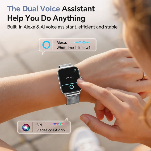 Alt view image 3 of 7 - Smart Watches for Women Men (2 Bands), 1.85" HD Alexa Smart Watch for Android Phones & iphone Compatible, 120 Sport Modes Fitness Watch, Heart Rate/SpO2/Sleep Tracker, 3ATM Waterproof Pedometer Watch