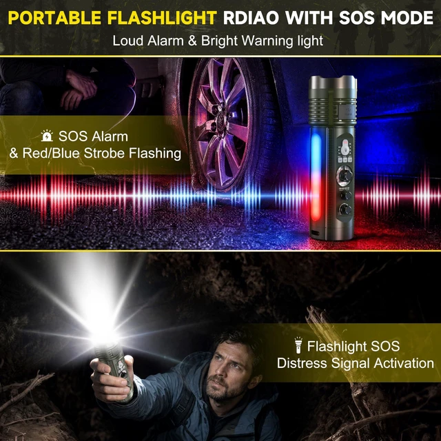 Alt view image 6 of 7 - Emergency Crank Radio with AM/FM/SW, Portable Flashlight Radio Bluetooth Speaker,Warning Light,Reading Lamp,SOS Alarm,with Emegrency Bracelet,Thermal Blanket