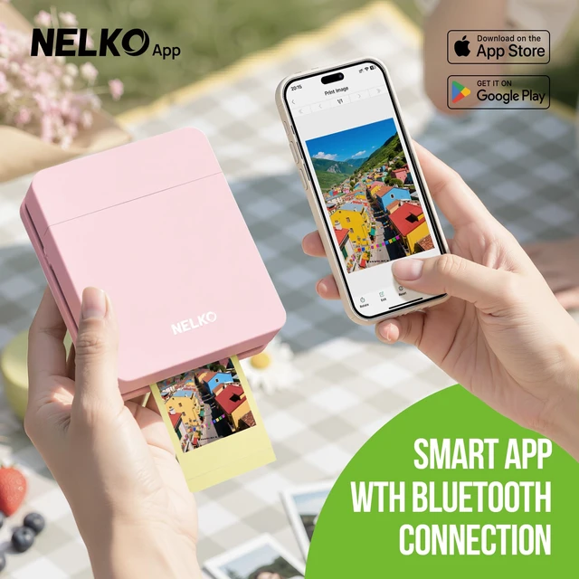 Alt view image 2 of 7 - PP01 Photo Printer, 2x3 Portable Photo Printer, Mini Printer, Pink Instant Color Inkjet Printer for Smartphone, Sticky-Back Photos, Bluetooth Compatible with iOS & Android, AI App Editing