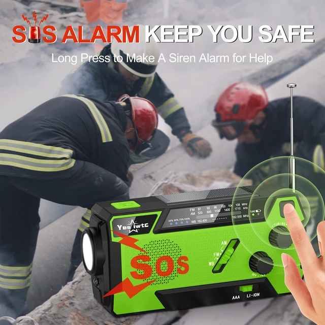 Alt view image 4 of 7 - 7400mWh NOAA Emergency Weather Radio with 3 in 1 Charging Cable - Solar Hand Crank Alert Radio - 3 Power Supply Methods - SOS Alarm, Flashlight for Hurricane Emergencies