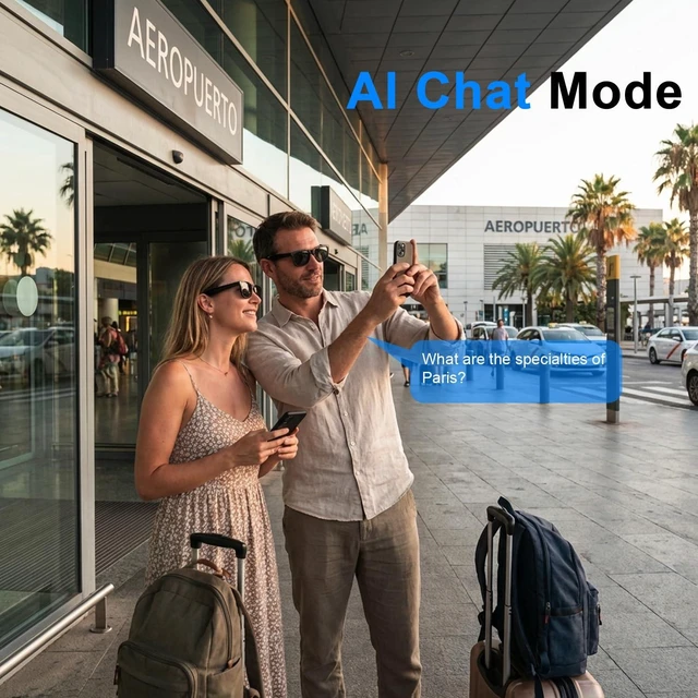 Alt view image 4 of 7 - Electrochromic AI Glasses for Men & Women, Bluetooth Smart Glasses AI Real-time Translation with 164 Languages, Music Play, Hands-Free Calls, Sunglasses for Daily Use, Travel