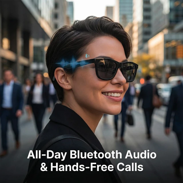 Alt view image 6 of 7 - Electrochromic AI Glasses for Men & Women, Bluetooth Smart Glasses AI Real-time Translation with 164 Languages, Music Play, Hands-Free Calls, Sunglasses for Daily Use, Travel