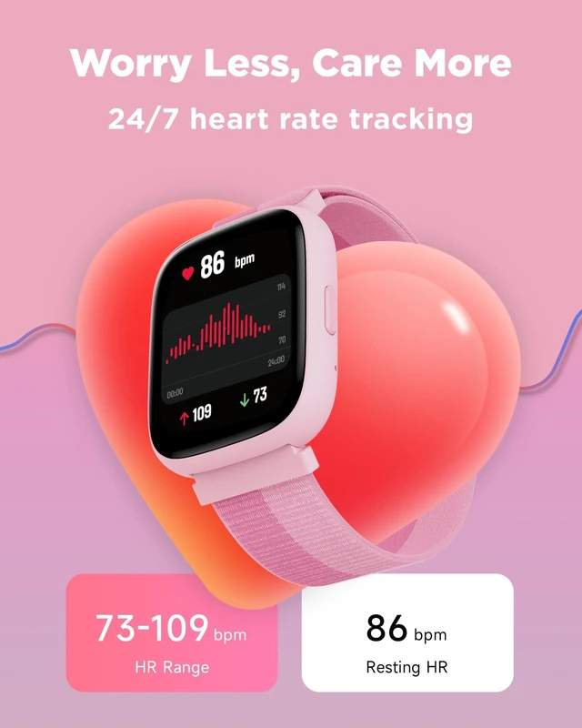 Alt view image 5 of 7 - Smart Watch for Kids, 1.8" Fitness Tracker Watch with Pedometer Heart Rate, Sleep Monitor, IP68 Waterproof, Step Counter, Puzzle Games with/without App for Girls Teens 5-16Nylon