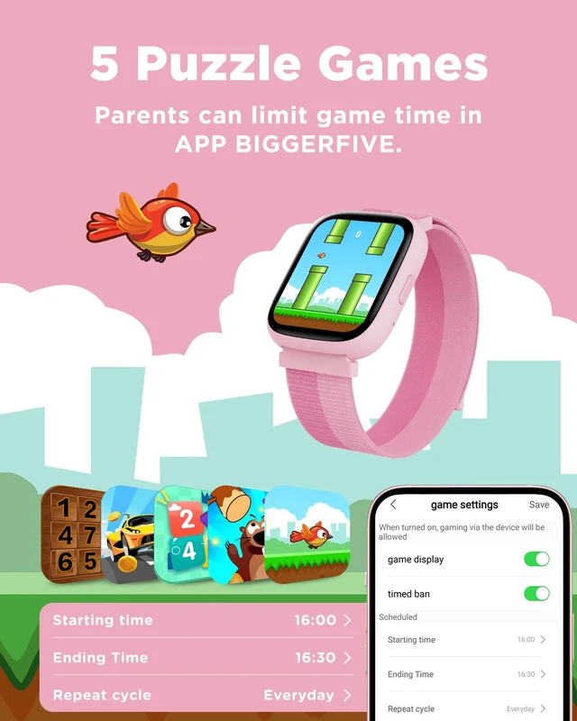 Alt view image 6 of 7 - Smart Watch for Kids, 1.8" Fitness Tracker Watch with Pedometer Heart Rate, Sleep Monitor, IP68 Waterproof, Step Counter, Puzzle Games with/without App for Girls Teens 5-16Nylon