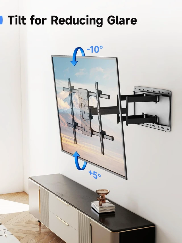 Alt view image 6 of 7 - Heavy Duty TV Wall Mount for 60-120 Inch TVs Holds up to 264 lbs Swivel ±30° & Tilt +5°~-10° & Level ±5°, 3-27.8" Extension, Max VESA 900x600mm, Glare Reduction Tilt for Home Theater Setup