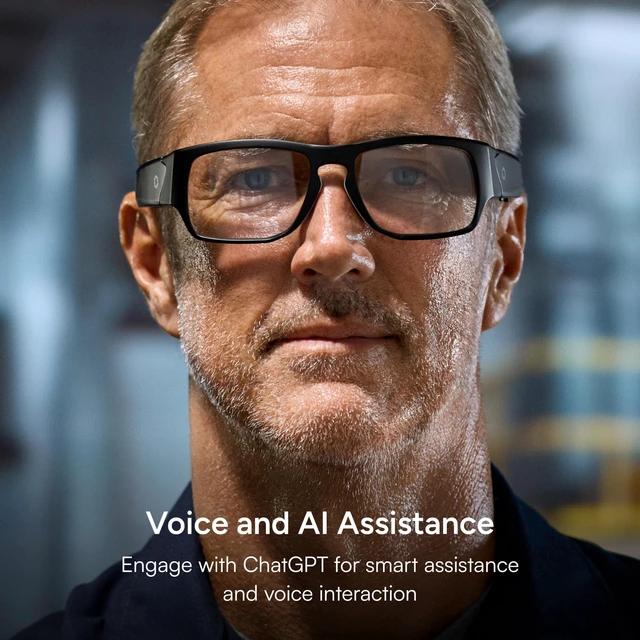 Alt view image 6 of 7 - Armor Smart Safety Glasses, TR90 Frame, Light Adaptive Lenses, Open Ear Speakers & Microphone - ANSI Z87.1