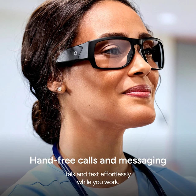 Alt view image 4 of 7 - Armor Smart Safety Glasses, TR90 Frame, Light Adaptive Lenses, Open Ear Speakers & Microphone - ANSI Z87.1