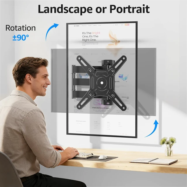 Alt view image 2 of 7 - Full Motion TV Wall Mount for Most 14-42 Inch LED LCD Flat Screen TVs & Monitors, Swivel Tilt Extension Rotation Wall Mount TV Bracket with Articulating Arm, Max VESA 200x200mm, up to 44 lbs