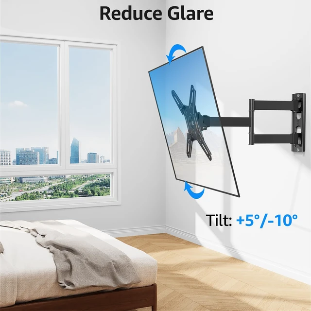 Alt view image 5 of 7 - Full Motion TV Wall Mount for Most 14-42 Inch LED LCD Flat Screen TVs & Monitors, Swivel Tilt Extension Rotation Wall Mount TV Bracket with Articulating Arm, Max VESA 200x200mm, up to 44 lbs