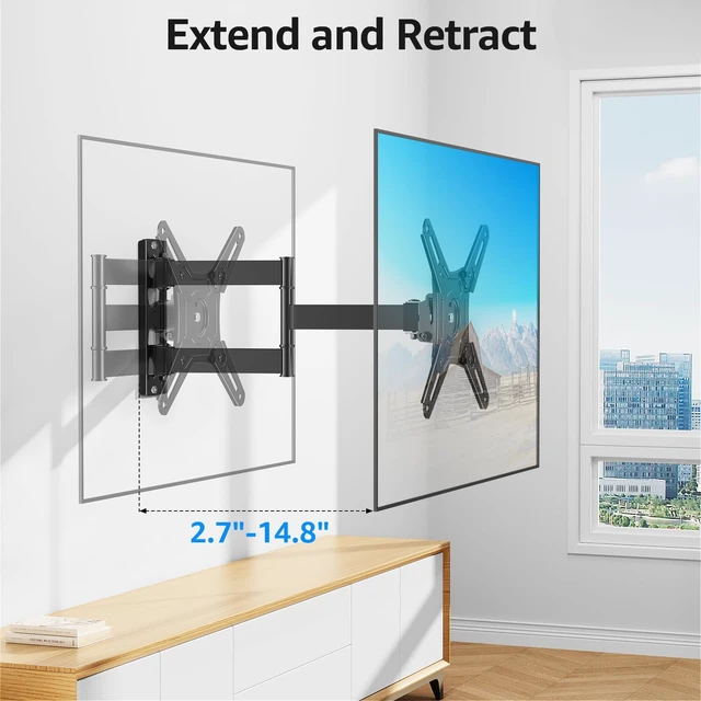 Alt view image 6 of 7 - Full Motion TV Wall Mount for Most 14-42 Inch LED LCD Flat Screen TVs & Monitors, Swivel Tilt Extension Rotation Wall Mount TV Bracket with Articulating Arm, Max VESA 200x200mm, up to 44 lbs