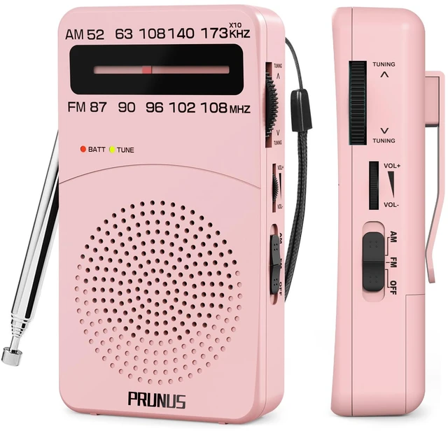 Main image of J-166 Portable Radio AM FM, Battery Operated Radio Tuning Light, Back Clip, Layard, Excellent Reception, AM FM Radios Portable, Transistor Radios