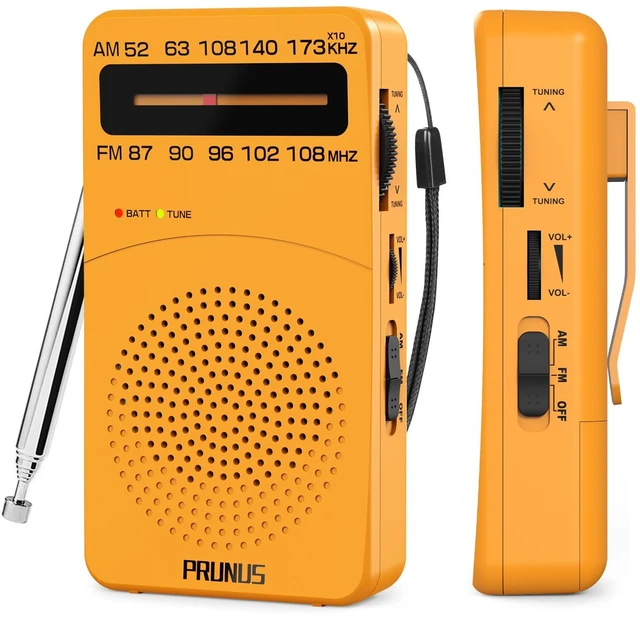 Main image of J-166 Portable Radio AM FM, Battery Operated Radio Tuning Light, Back Clip, Layard, Excellent Reception, AM FM Radios Portable, Transistor Radios