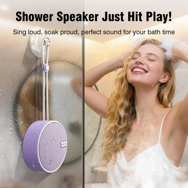 Alt view image 5 of 7 - C12 IP67 Waterproof Shower Bluetooth Speakers Portable Small Speaker Speakers Bluetooth Wireless,Loud Clear Sound,Support TF Card,Suction Cup,for Outdoor Kayak Canoe Beach Gift(Purple)