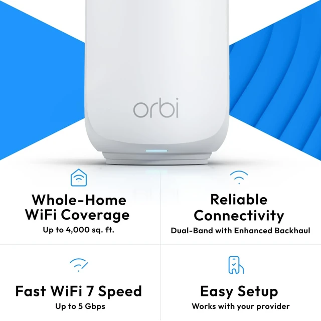 Alt view image 2 of 7 - Orbi 370 Series WiFi 7 Mesh System, Add-on Satellite Works with RBE372 / RBE373, Adds up to 2,000 sq ft., Up to 5 Gbps, 70 Devices, Easy Set Up, Dual-Band, RBE370