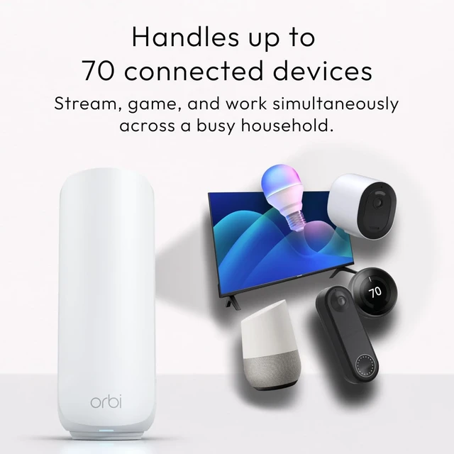 Alt view image 4 of 7 - Orbi 370 Series WiFi 7 Mesh System, Add-on Satellite Works with RBE372 / RBE373, Adds up to 2,000 sq ft., Up to 5 Gbps, 70 Devices, Easy Set Up, Dual-Band, RBE370