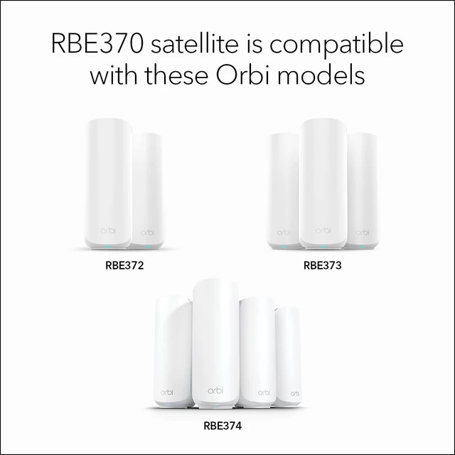 Alt view image 6 of 7 - Orbi 370 Series WiFi 7 Mesh System, Add-on Satellite Works with RBE372 / RBE373, Adds up to 2,000 sq ft., Up to 5 Gbps, 70 Devices, Easy Set Up, Dual-Band, RBE370