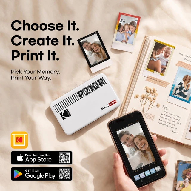 Alt view image 7 of 7 - Mini 2 Retro 2x3 Portable Photo Printer, 4PASS, 38 Sheets, Yellow Bluetooth, iPhone & Android Smartphone Compatible, Smudge-Proof, Water-Resistant, Fade-Resistant
