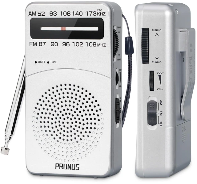 Main image of J-166 Portable Radio AM FM, Battery Operated Radio Tuning Light, Back Clip, Layard, Excellent Reception, AM FM Radios Portable, Transistor Radios