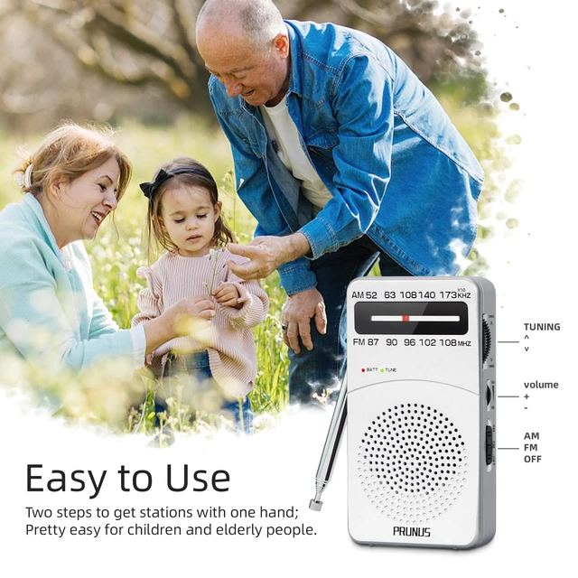 Alt view image 3 of 7 - J-166 Portable Radio AM FM, Battery Operated Radio Tuning Light, Back Clip, Layard, Excellent Reception, AM FM Radios Portable, Transistor Radios