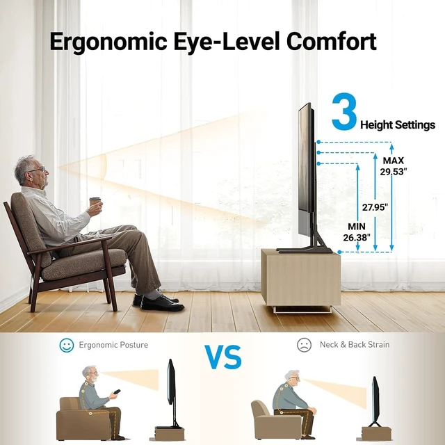 Alt view image 3 of 7 - Universal TV Stand Mount for 20-75 Inch TVs, Height Adjustable Table Top TV Stand, Great Load-Bearing Replacement TV Legs with Steel Holds up to 110lbs, Max VESA 800 x 600mm PSTVS01